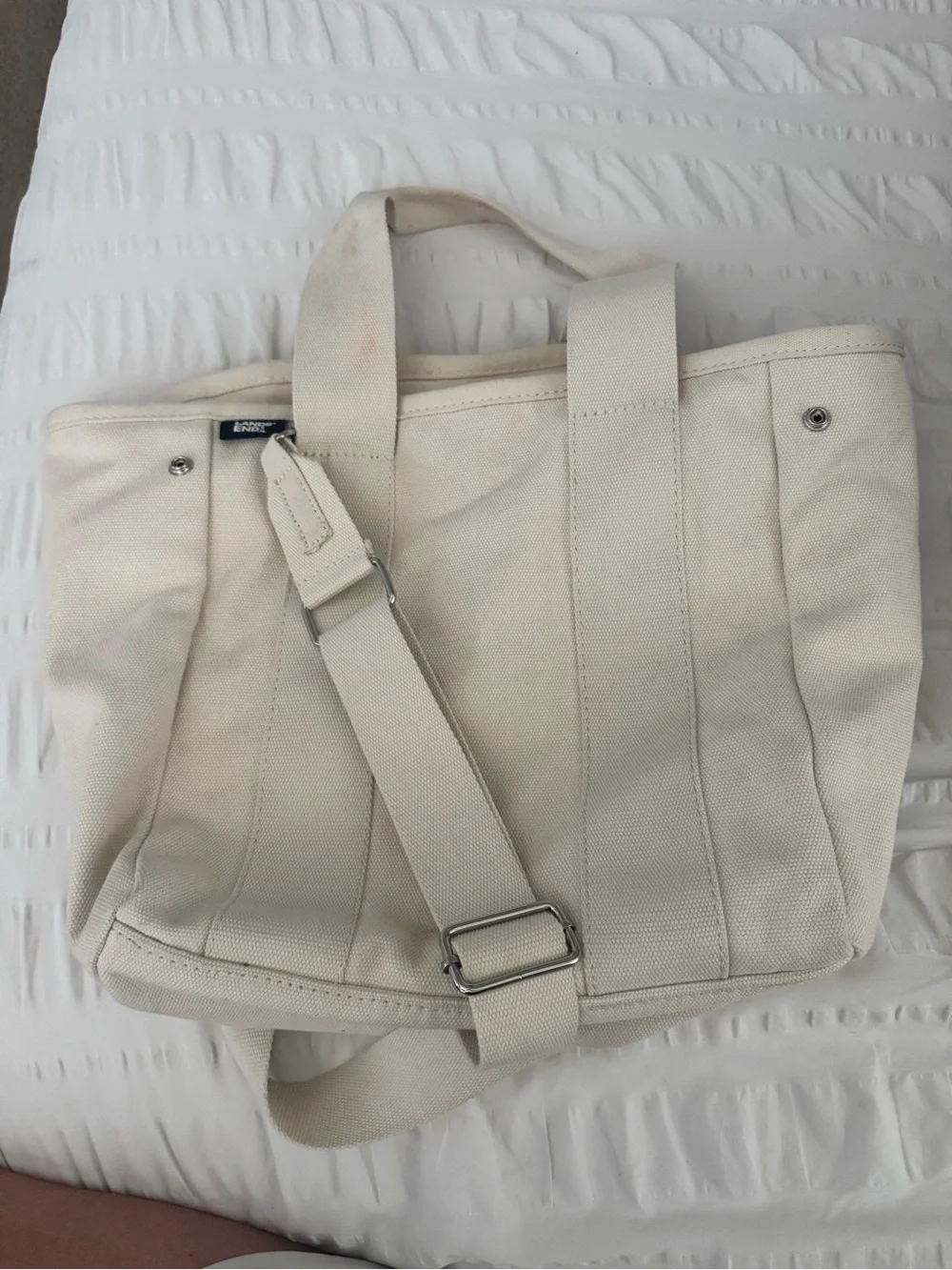 Lands' End Canvas Messenger Tote in Off-White